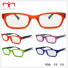 Lunettes de lecture en plastique à la vente chaude en cuir avec motif de rayures (WRP507251)